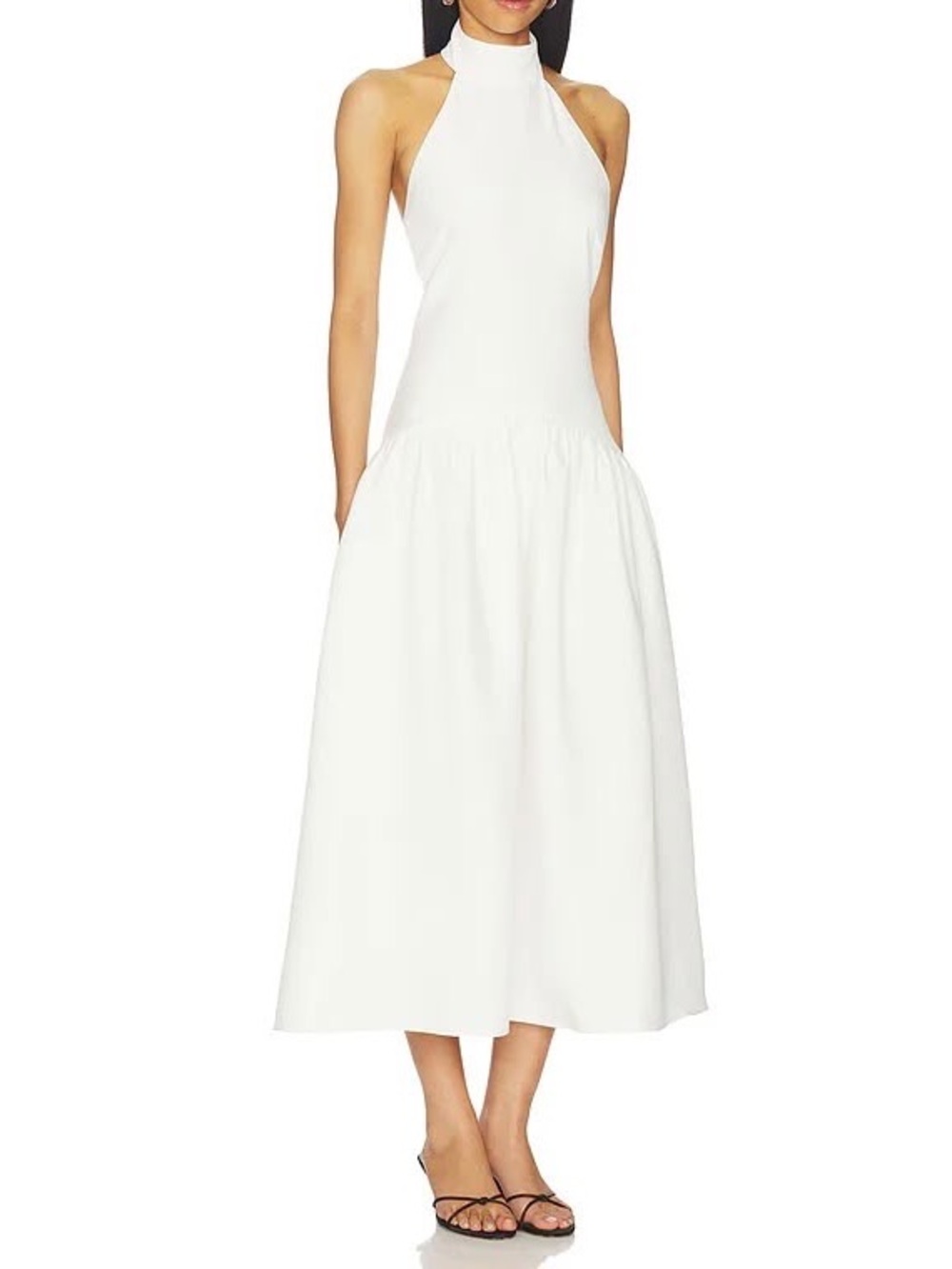 ELLIATT Nolana Halter Midi Dress in White | Size Small | NWT